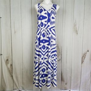 Talbots Blue Print Sleeveless Maxi Dress